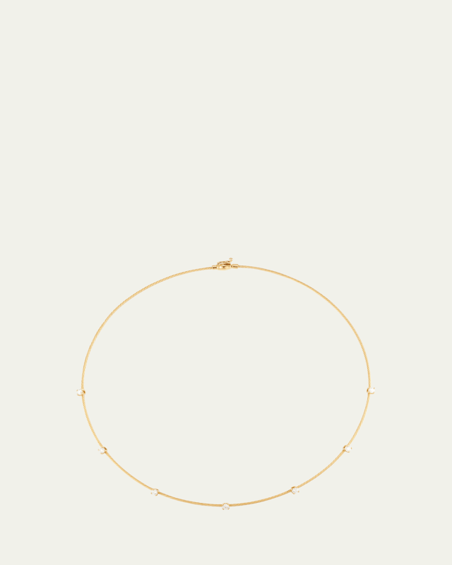 Unity Wire Necklace in 18k Yellow Gold with 7 Diamonds